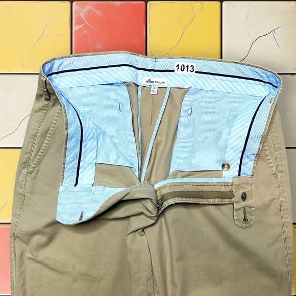 Peter Millar Golf Performance‎ Pants Y2K Men 36 X 27 Beige Khaki Cotton Trousers - Picture 6 of 13